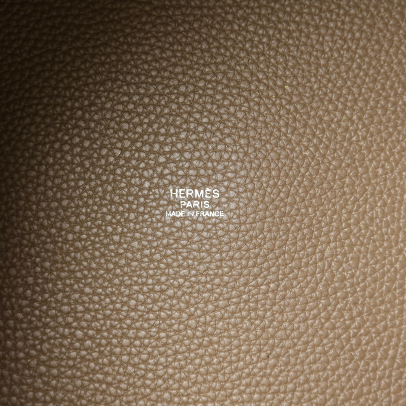 HERMES Clemence皮革Picotin GM手挽袋Etoupe/Etain-5
