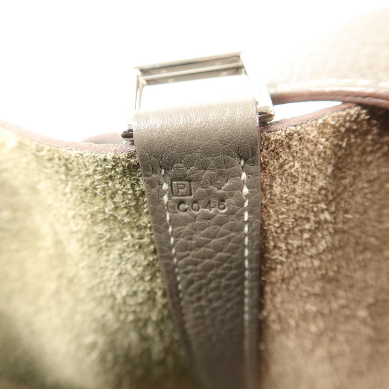 HERMES Clemence皮革Picotin GM手挽袋Etoupe/Etain-6
