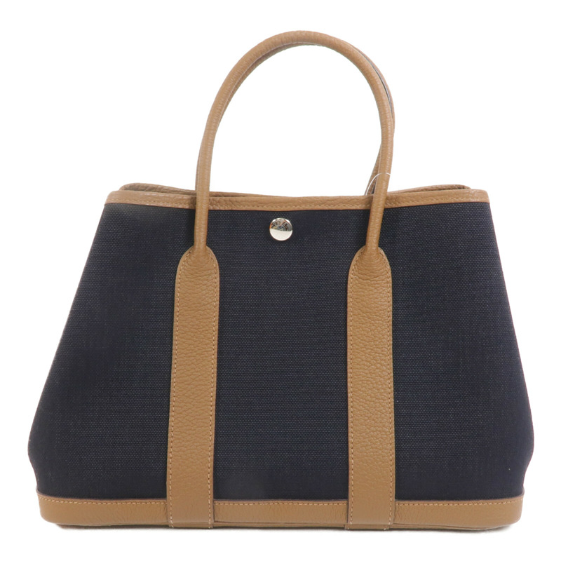 HERMES 帆布Garden Party TPM手挽袋Noir/Alezan-1