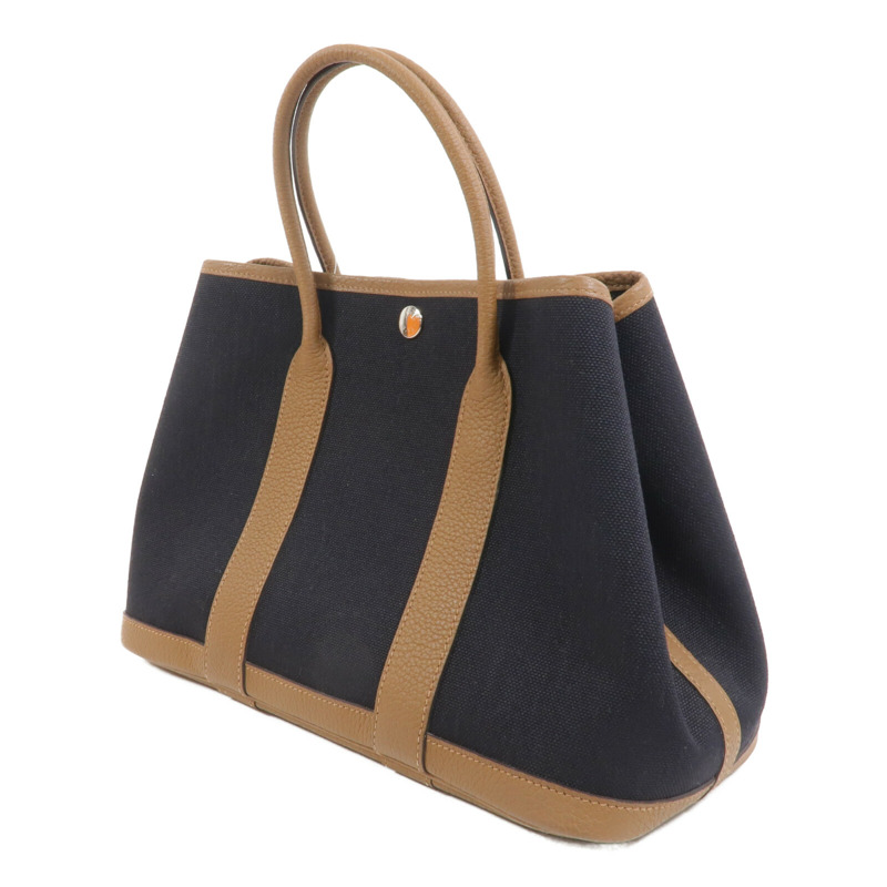 HERMES 帆布Garden Party TPM手挽袋Noir/Alezan-2