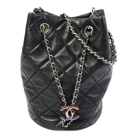 CHANEL 羊皮皮革Bucket Bag鏈帶肩背袋