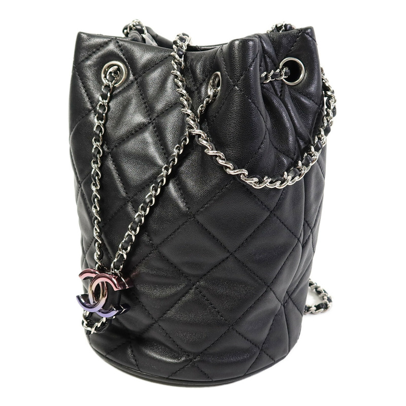 CHANEL 羊皮皮革Bucket Bag鏈帶肩背袋-1