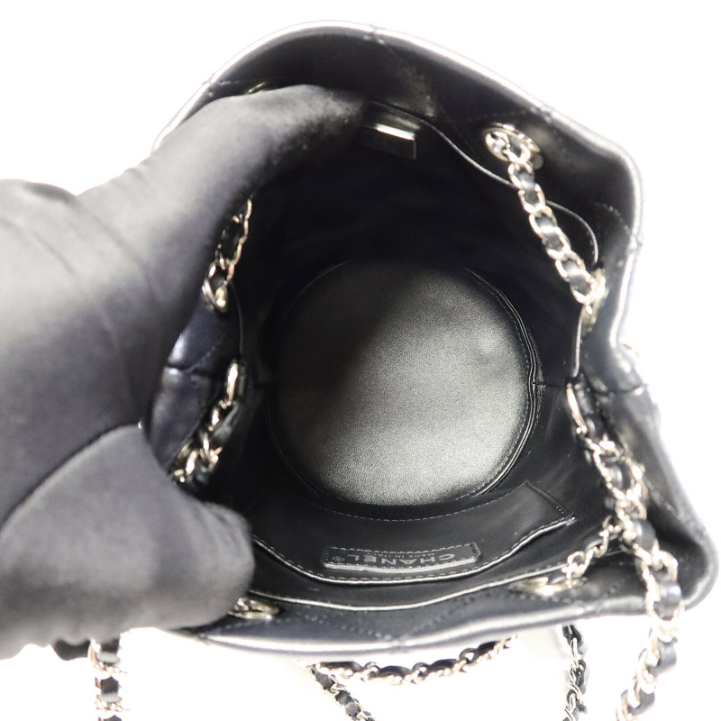 CHANEL 羊皮皮革Bucket Bag鏈帶肩背袋-4
