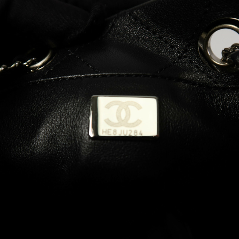 CHANEL 羊皮皮革Bucket Bag鏈帶肩背袋-6