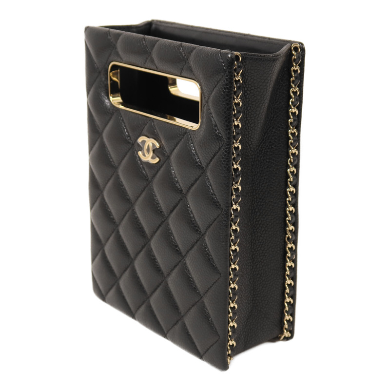 CHANEL 牛皮皮革Evening Box鏈帶手挽肩背兩用袋-2