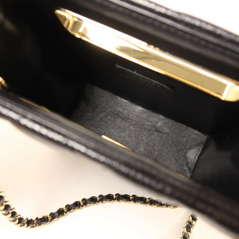 CHANEL 牛皮皮革Evening Box鏈帶手挽肩背兩用袋-4