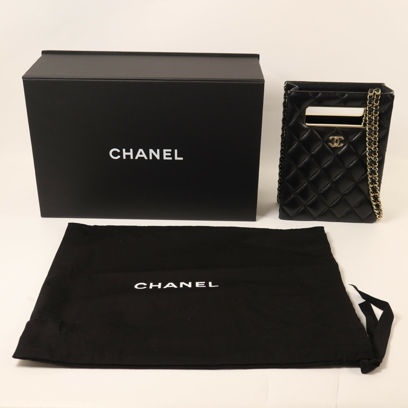 CHANEL 牛皮皮革Evening Box鏈帶手挽肩背兩用袋-8