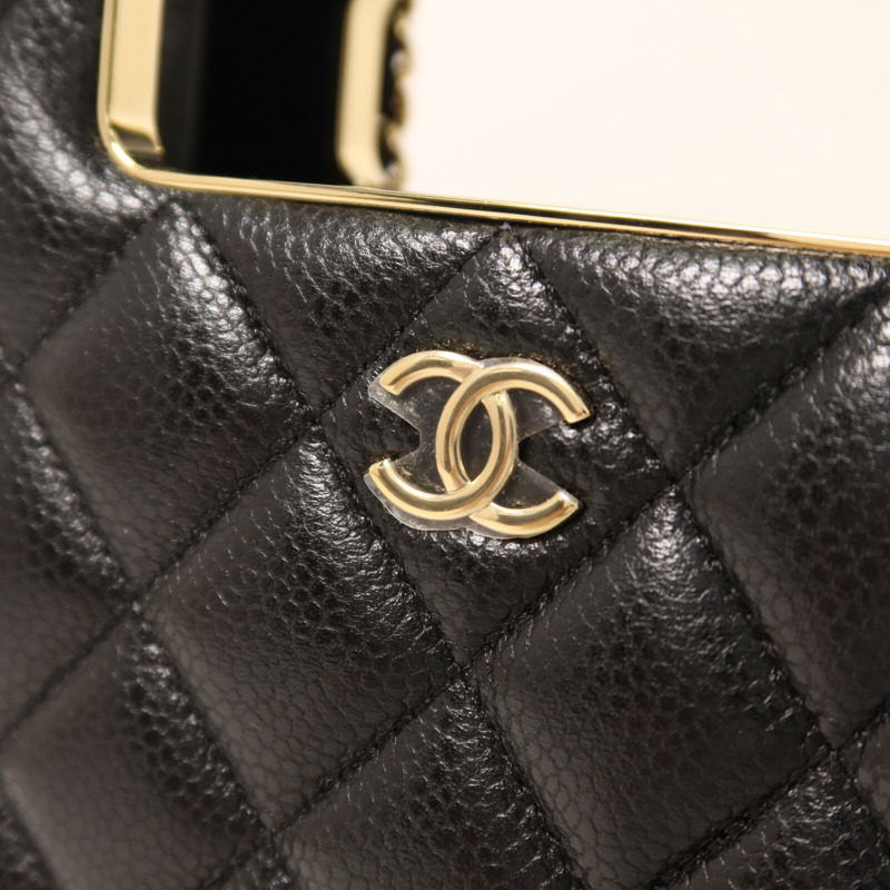 CHANEL 牛皮皮革Evening Box鏈帶手挽肩背兩用袋-9