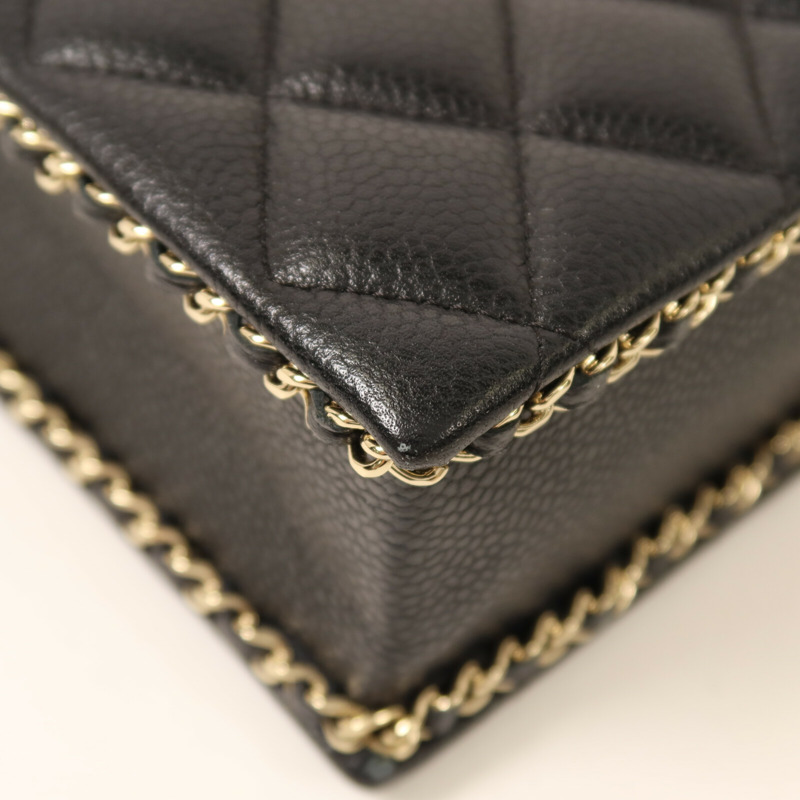 CHANEL 牛皮皮革Evening Box鏈帶手挽肩背兩用袋-12
