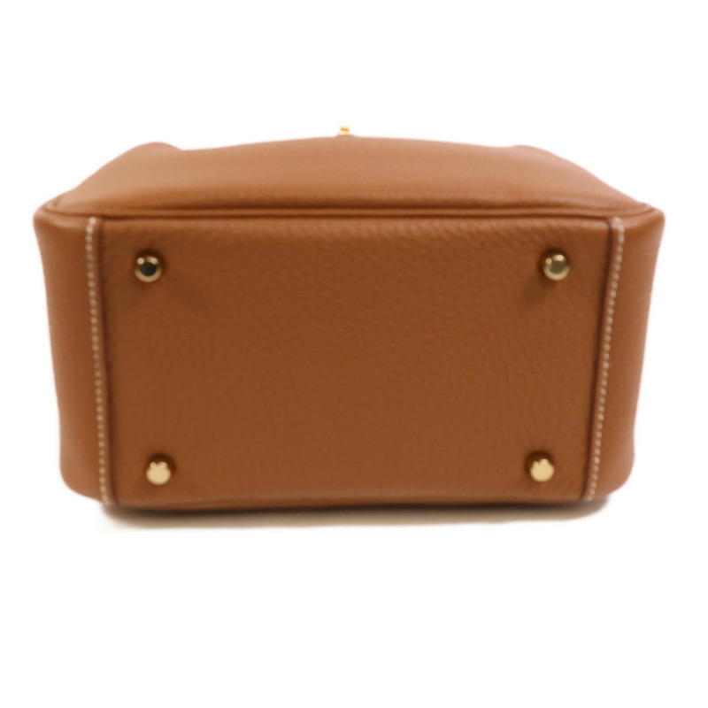 HERMES Clemence皮革Mini Lindy金扣手挽肩背兩用袋Gold-3