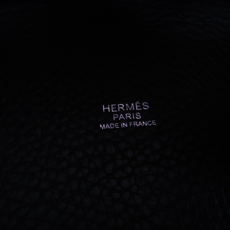 HERMES Clemence皮革Picotin MM手挽袋Noir-5
