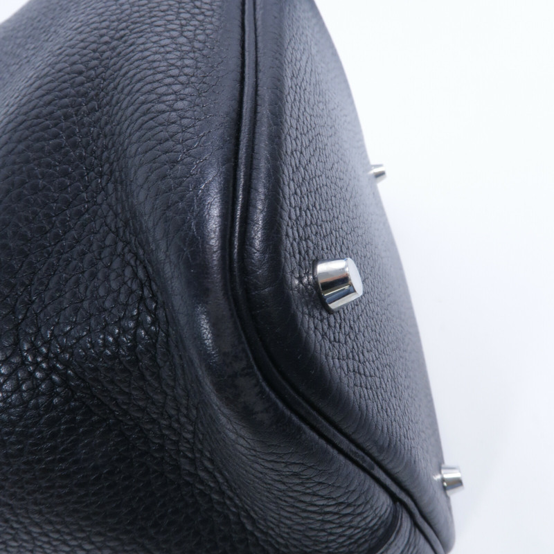 HERMES Clemence皮革Picotin MM手挽袋Noir-12