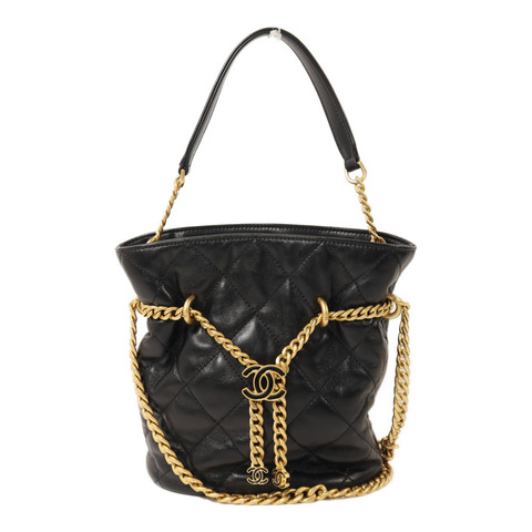 CHANEL 羊皮皮革Chain Shoulder Bucket鏈帶手挽肩背兩用袋