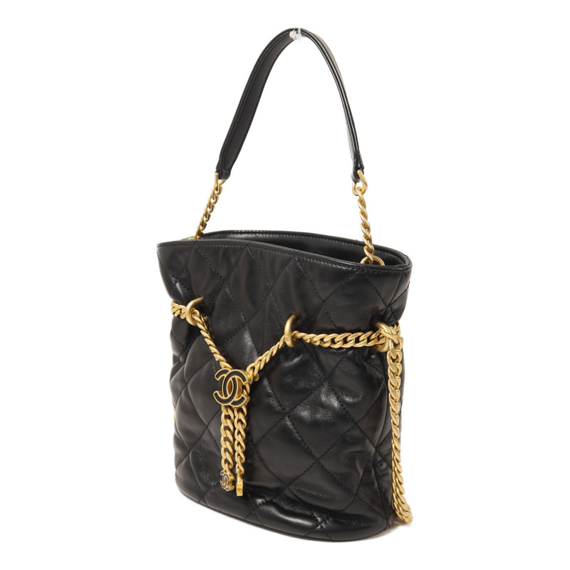CHANEL 羊皮皮革Chain Shoulder Bucket鏈帶手挽肩背兩用袋-2