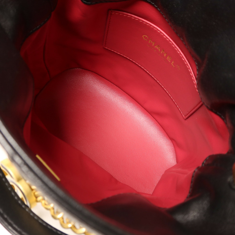 CHANEL 羊皮皮革Chain Shoulder Bucket鏈帶手挽肩背兩用袋-4