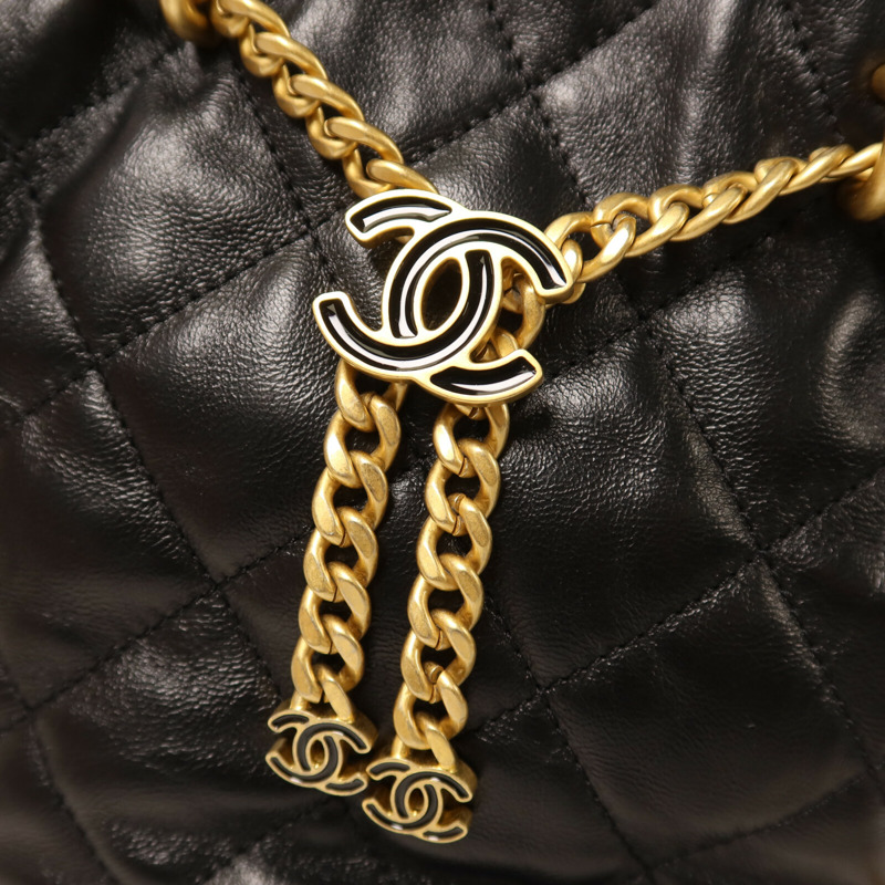 CHANEL 羊皮皮革Chain Shoulder Bucket鏈帶手挽肩背兩用袋-9