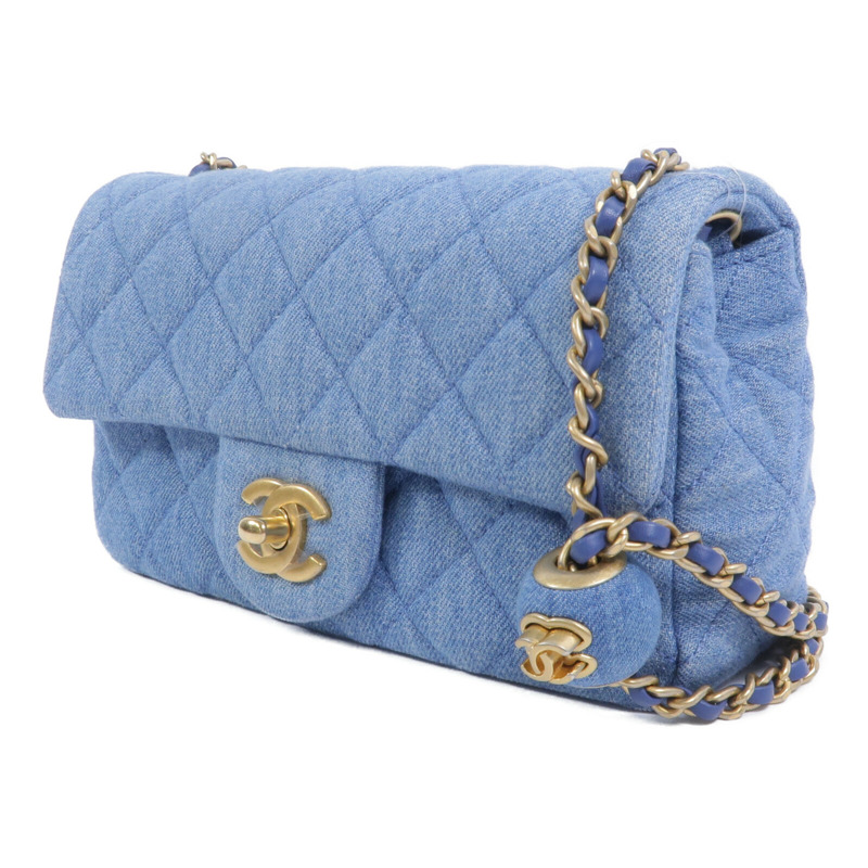 CHANEL 牛仔布Classic 20鏈帶手挽肩背兩用袋-2