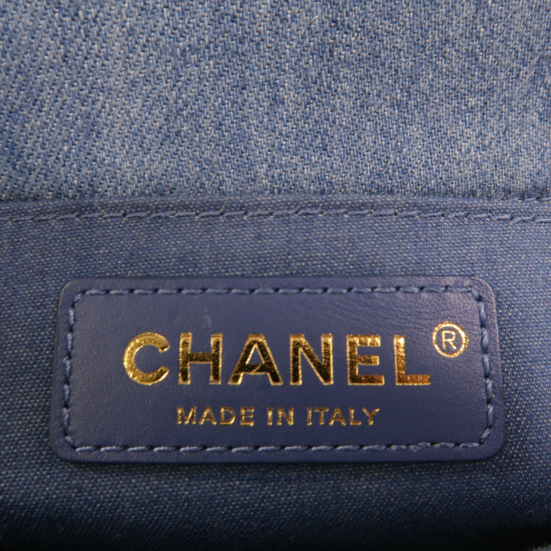CHANEL 牛仔布Classic 20鏈帶手挽肩背兩用袋-5