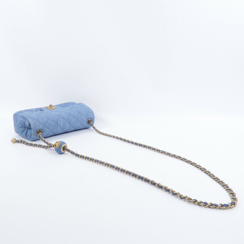 CHANEL 牛仔布Classic 20鏈帶手挽肩背兩用袋-9