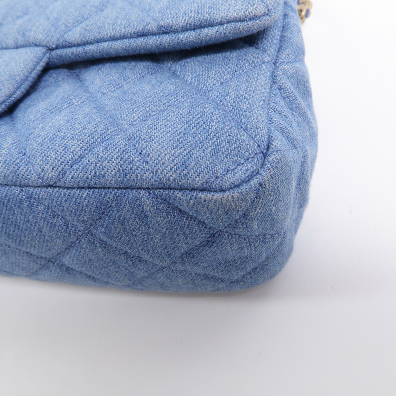 CHANEL 牛仔布Classic 20鏈帶手挽肩背兩用袋-12