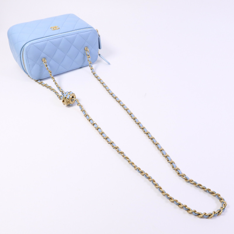 CHANEL 羊皮皮革Vanity Case鏈帶肩背袋-10