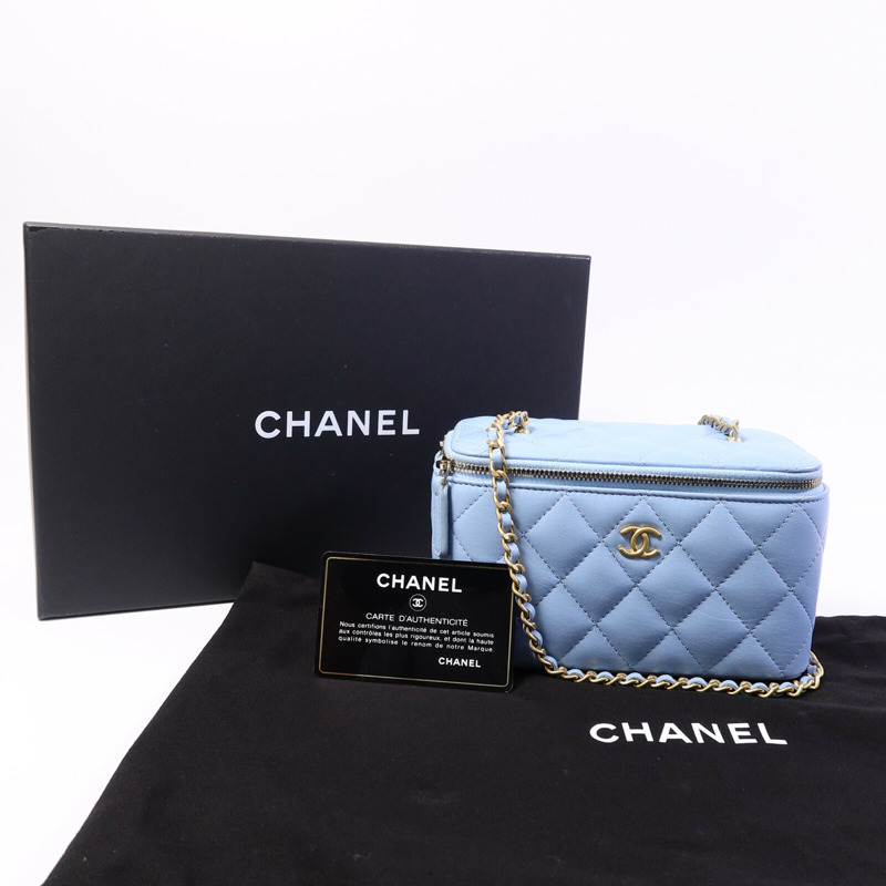 CHANEL 羊皮皮革Vanity Case鏈帶肩背袋-11