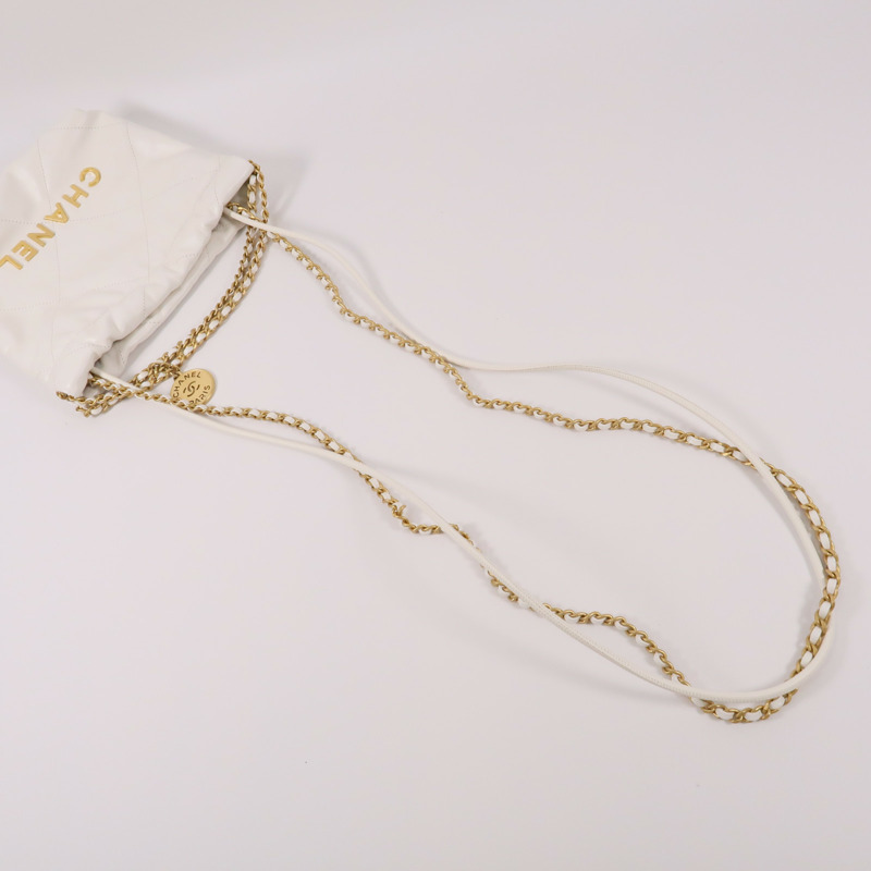 CHANEL 牛皮皮革22 Mini鏈帶肩背袋-7