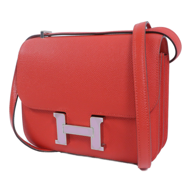 HERMES Epsom皮革Constance Mini肩背袋Rouge Tomate-2