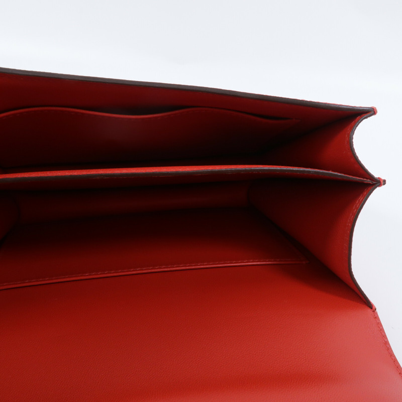 HERMES Epsom皮革Constance Mini肩背袋Rouge Tomate-4