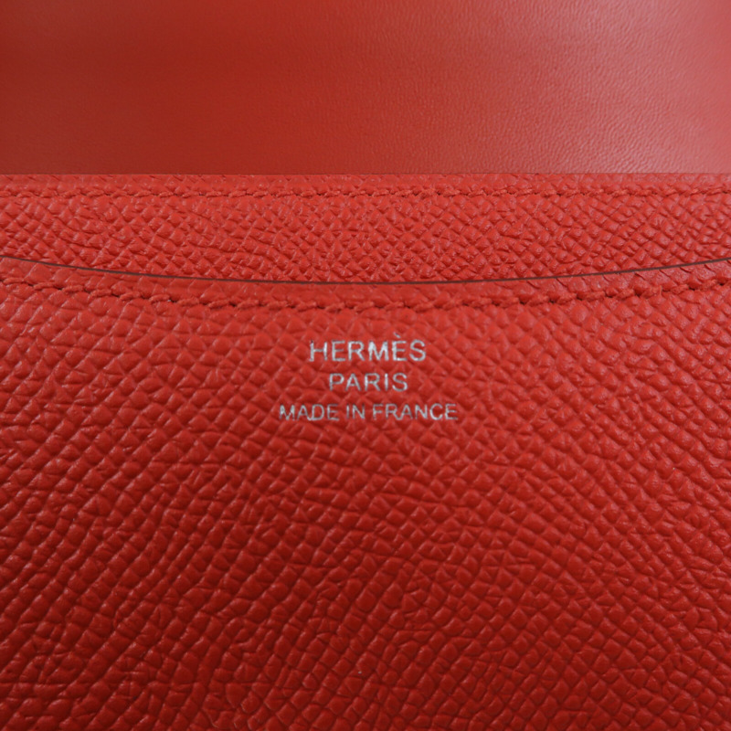 HERMES Epsom皮革Constance Mini肩背袋Rouge Tomate-5