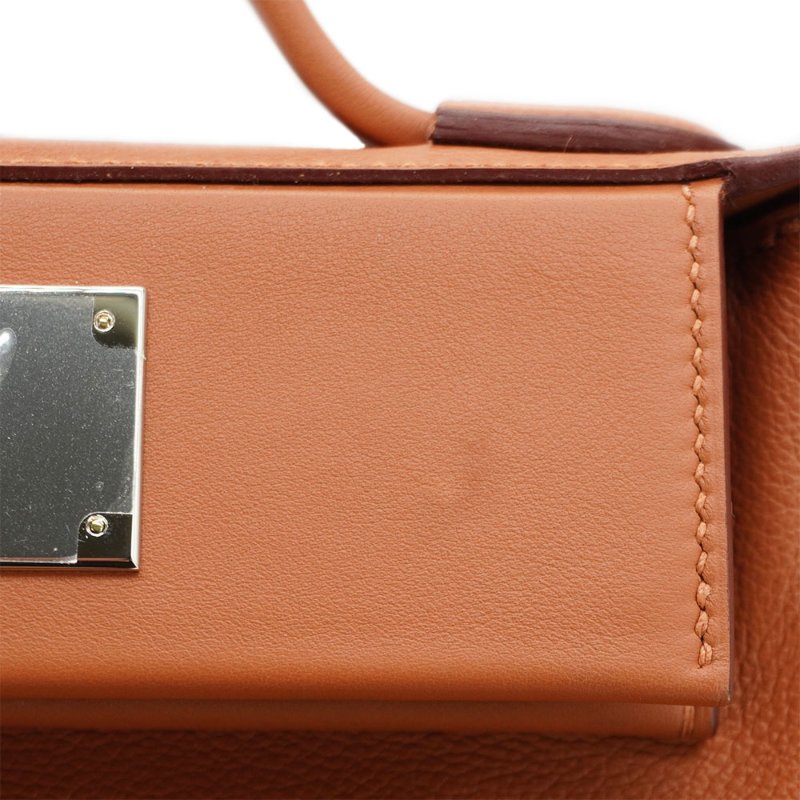 Hermes 展示品 24/24 牛皮銀扣斜背包-21cm(37金棕)-7