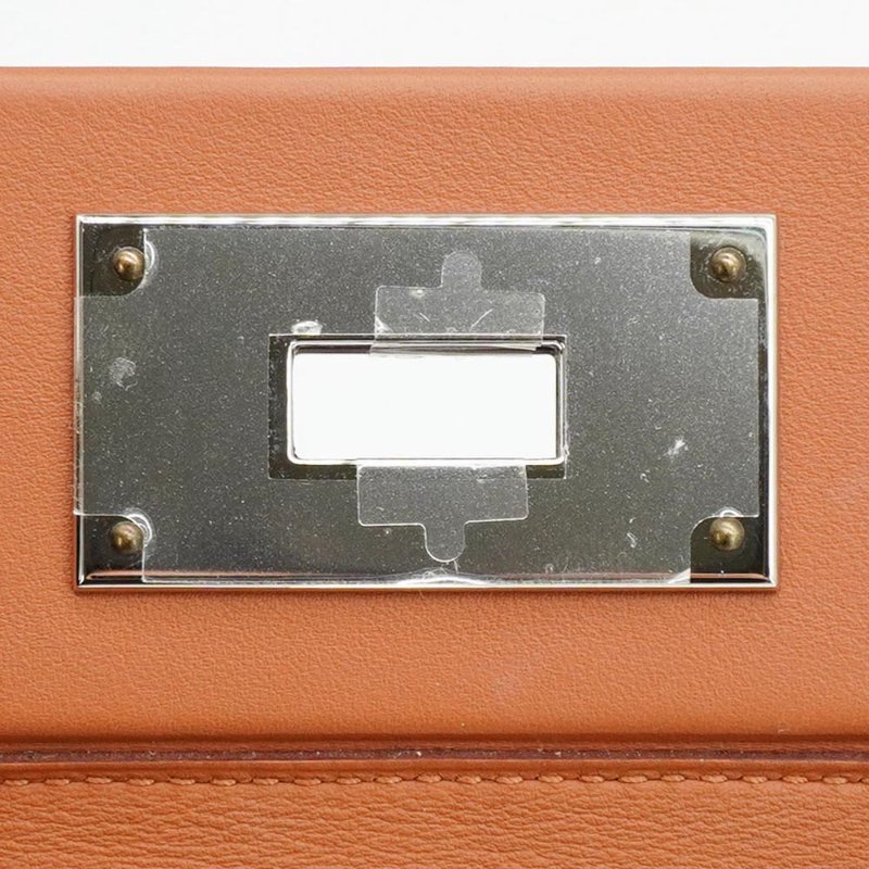 Hermes 展示品 24/24 牛皮銀扣斜背包-21cm(37金棕)-8