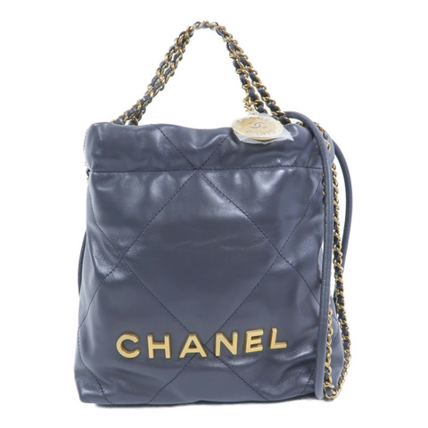 CHANEL 牛皮皮革Chanel 22 Mini鏈帶手挽肩背兩用袋