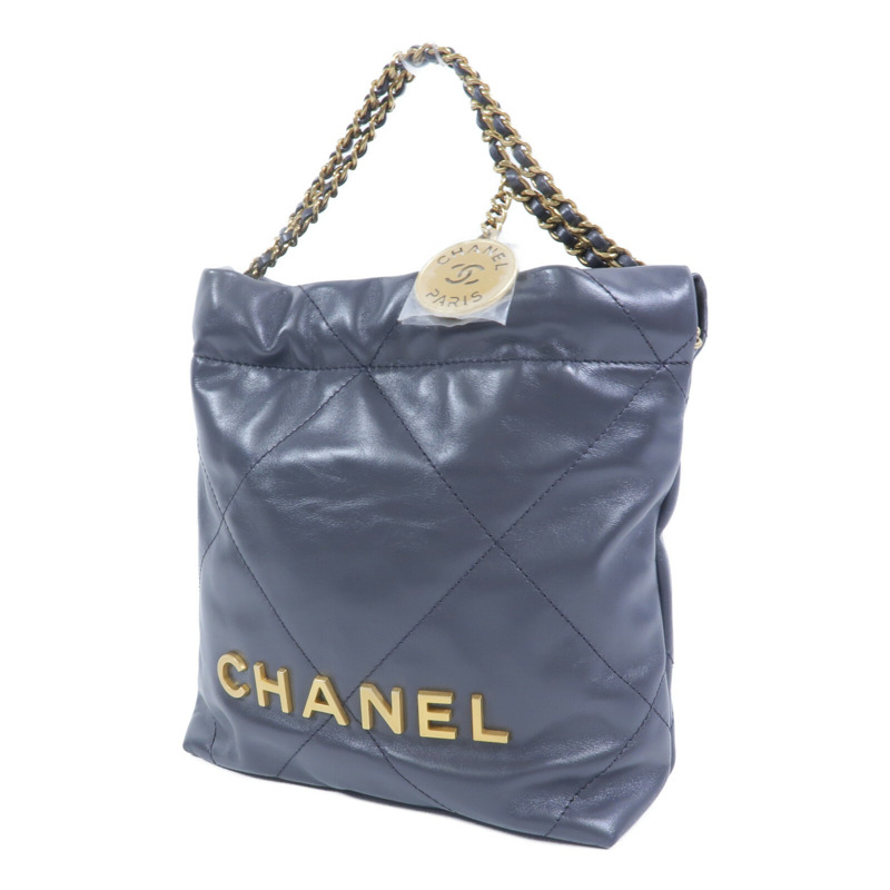 CHANEL 牛皮皮革Chanel 22 Mini鏈帶手挽肩背兩用袋-2