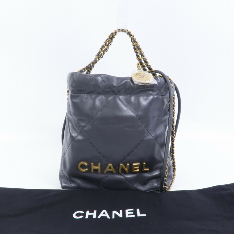 CHANEL 牛皮皮革Chanel 22 Mini鏈帶手挽肩背兩用袋-10