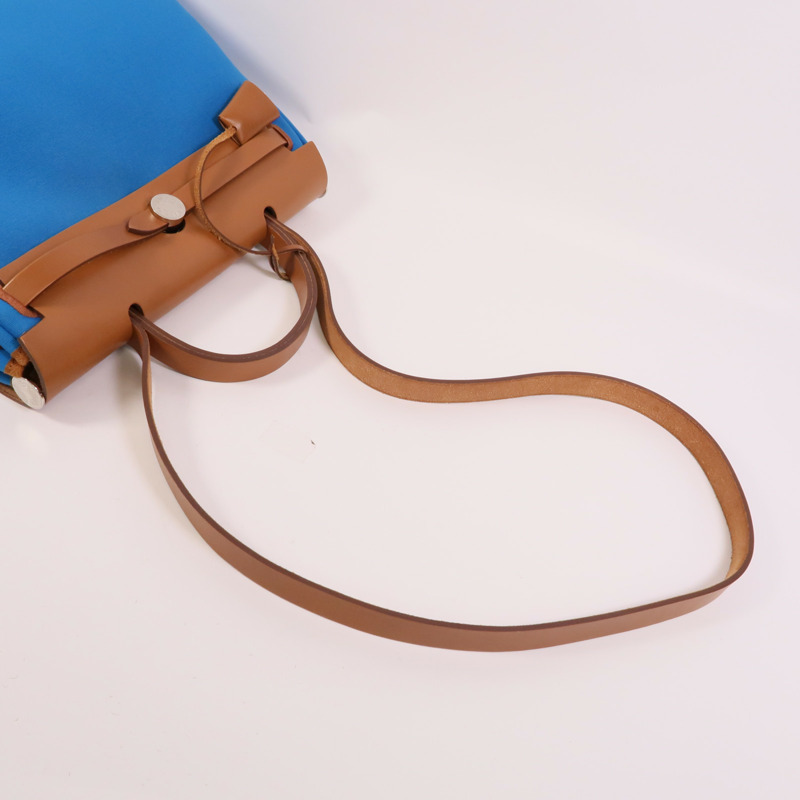 HERMES 帆布Herbag PM手挽肩背兩用袋Bleu Izmir/Ruby-5