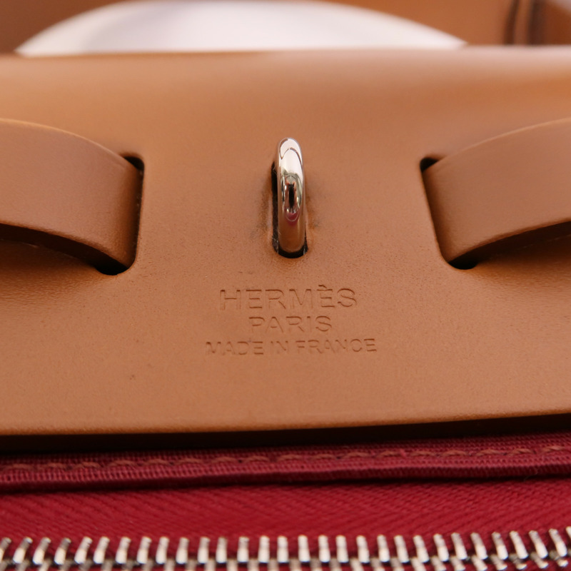 HERMES 帆布Herbag PM手挽肩背兩用袋Bleu Izmir/Ruby-8