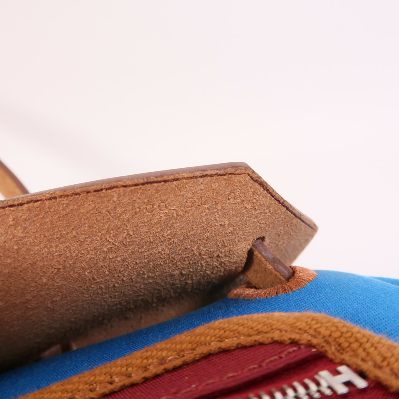 HERMES 帆布Herbag PM手挽肩背兩用袋Bleu Izmir/Ruby-9