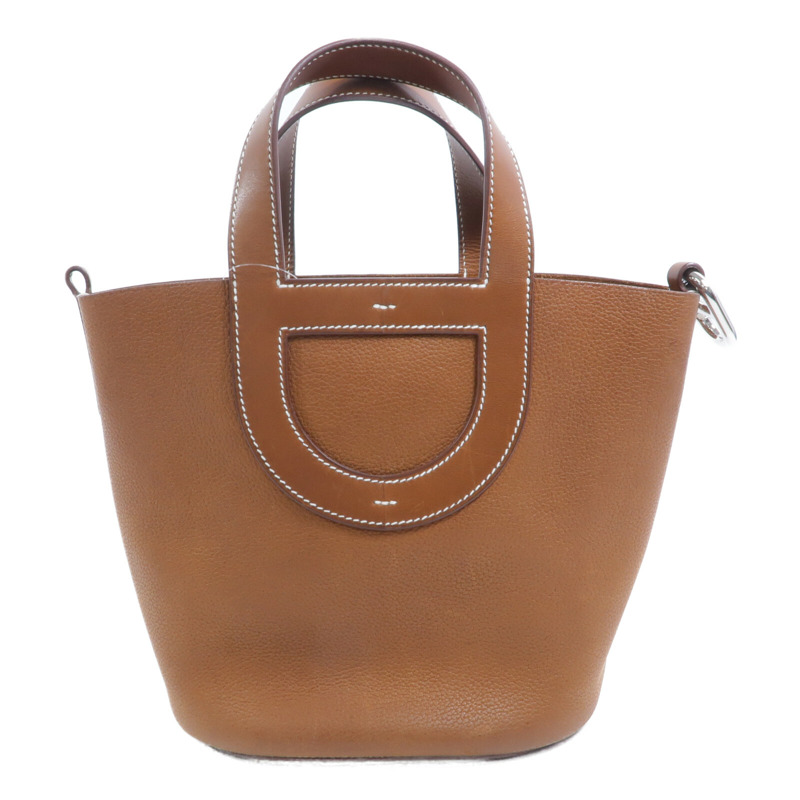 HERMES Barenia皮革In The Loop 18手挽袋Gold-1