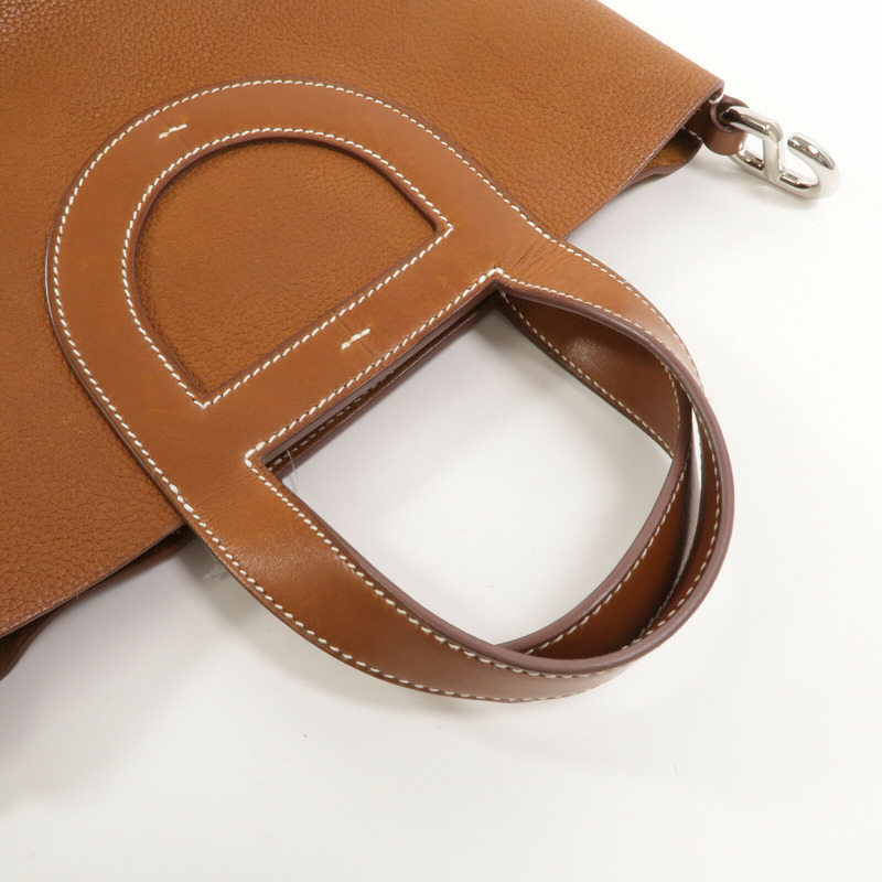 HERMES Barenia皮革In The Loop 18手挽袋Gold-8