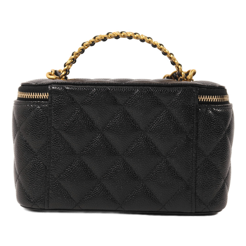 CHANEL 牛皮皮革Vanity Case Top Handle鏈帶手挽肩背兩用袋-1