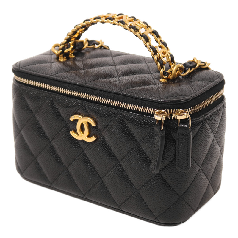 CHANEL 牛皮皮革Vanity Case Top Handle鏈帶手挽肩背兩用袋-2
