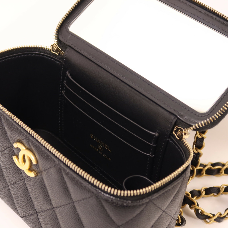 CHANEL 牛皮皮革Vanity Case Top Handle鏈帶手挽肩背兩用袋-4