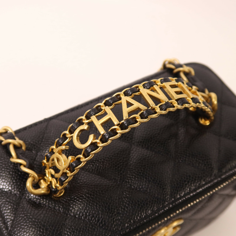 CHANEL 牛皮皮革Vanity Case Top Handle鏈帶手挽肩背兩用袋-10