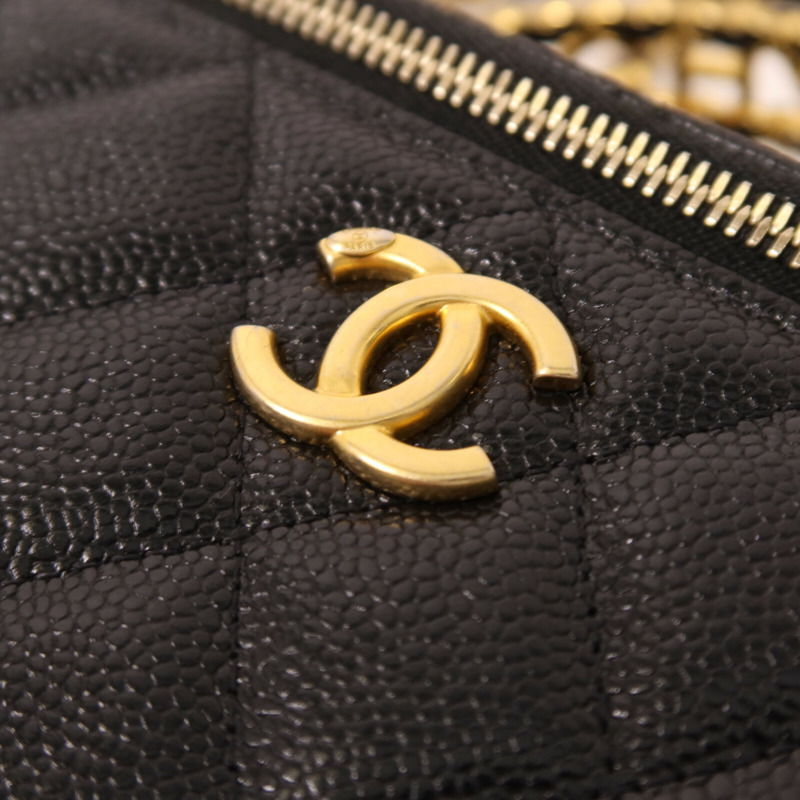 CHANEL 牛皮皮革Vanity Case Top Handle鏈帶手挽肩背兩用袋-11