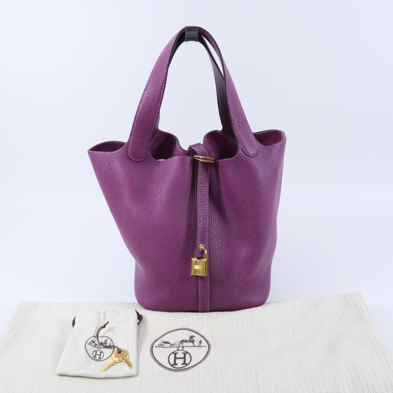 HERMES Clemence皮革Picotin MM扣手挽袋Anemone-8