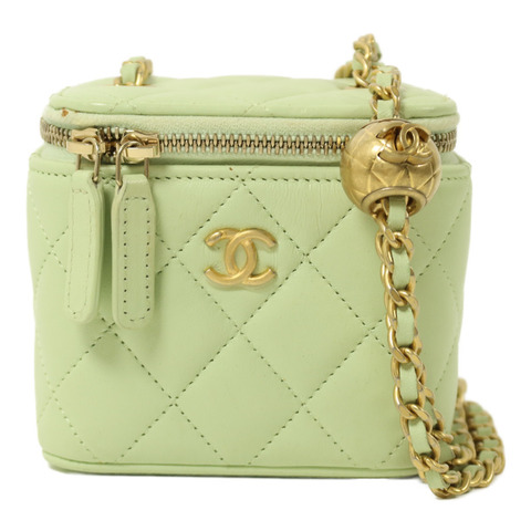 CHANEL 羊皮皮革Vanity Case Gold Ball鏈帶肩背袋