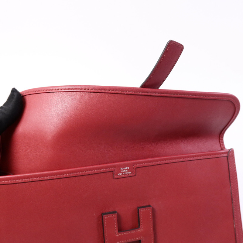 HERMES Swift皮革Jige Elan 29 Clutch手拿包Rouge Grenade-13