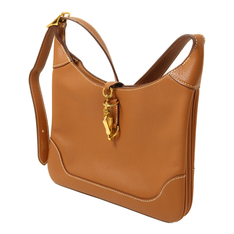 HERMES Evercolor皮革Trim Duo 24肩背袋Gold-2