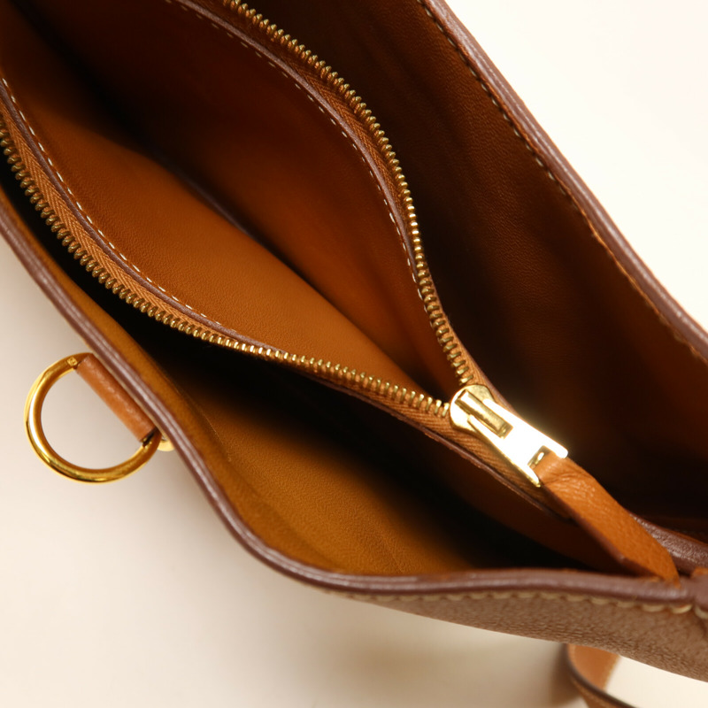 HERMES Evercolor皮革Trim Duo 24肩背袋Gold-4